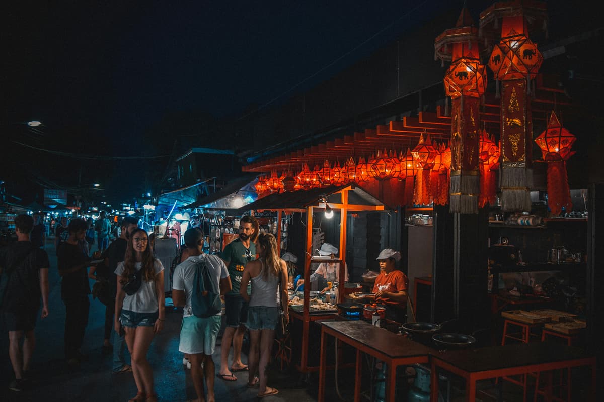 Pai Walking Street night market bustling with vendors and visitors